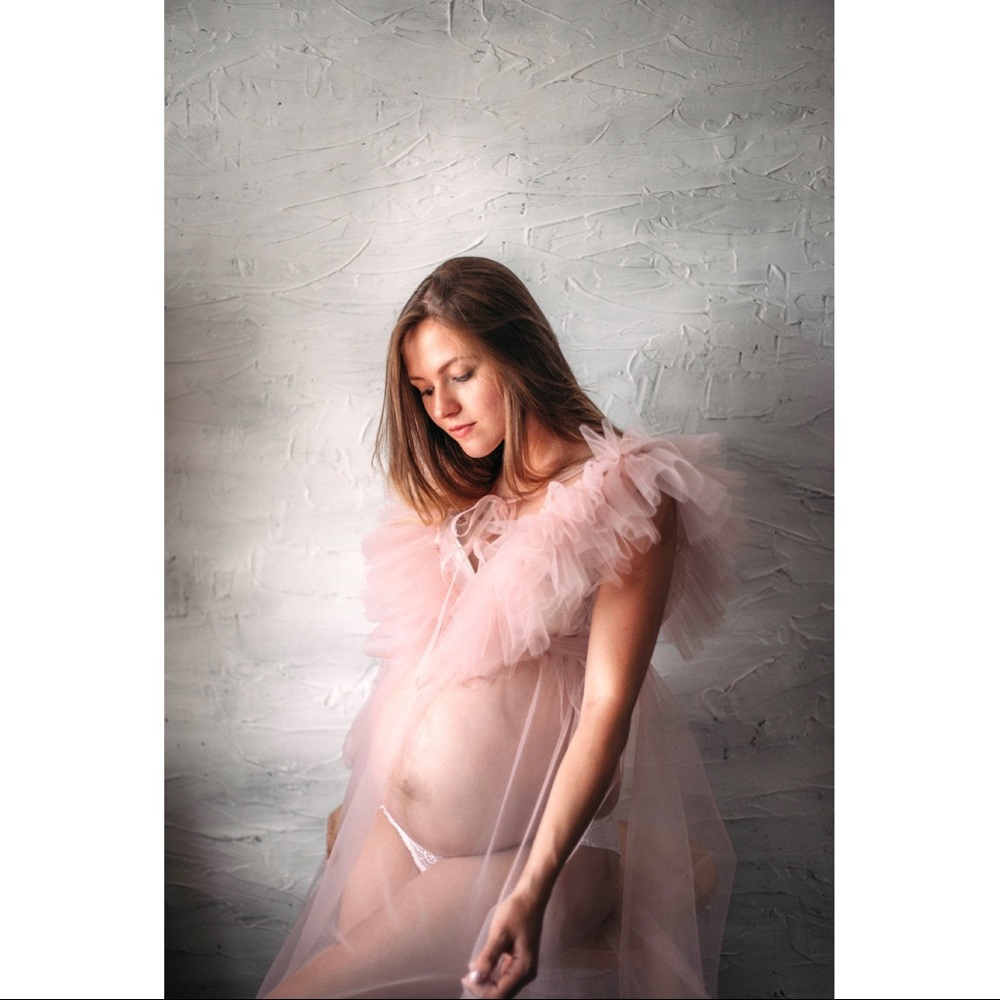 Maternity Photoshoot Handmade Tulle Gown in Blush